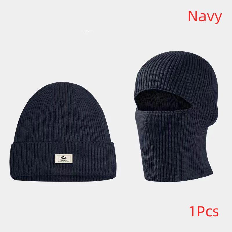 2Pcs Warm Knitted Ski Mask Cap 2In1 Winter Beanies Hats For Men Women Windproof Full Face Ski Mask Bonnet Cycling Earmuffs Hat