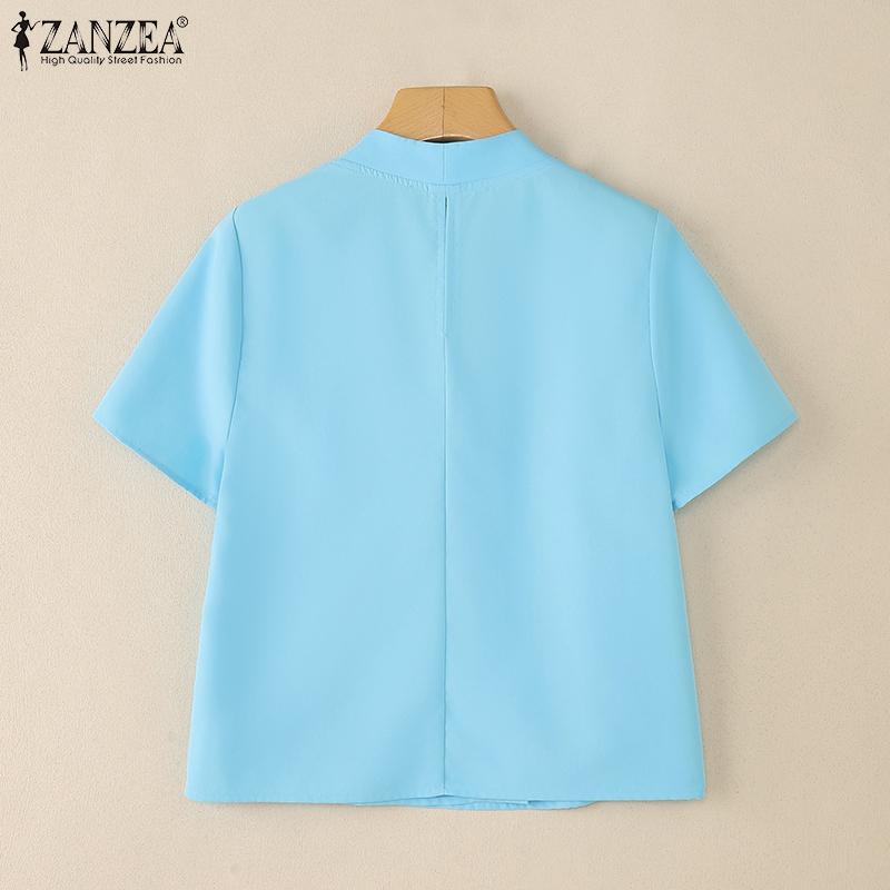 ZANZEA Women Casual V-Neck Summer Short Sleeve Blouse