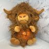 Baby Breathing Highland Cow Plush Toy with Soothing Music Light Musical Cattle Plushie Stuffed Animal Calming Doll Soother Newborn Infant