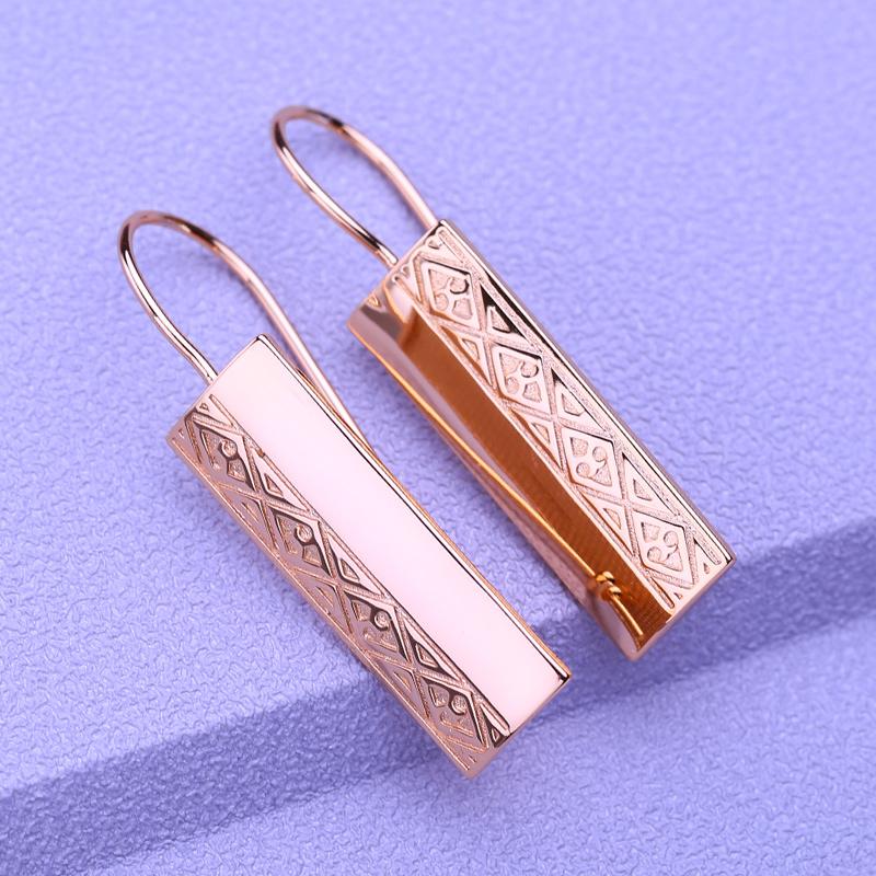 LSOOYH klipsy różowe złoto kolor modne kolczyki dla kobiet kwadratowe kolczyki wiszące biżuteria