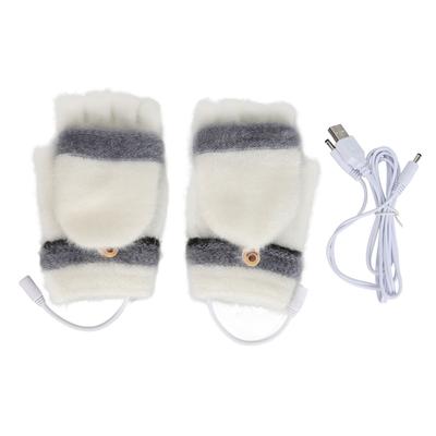 1 Pair USB Heated Gloves Mitten Winter Warm Full Finger Half Fingerless Laptop USB Heating Gloves