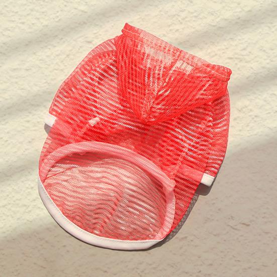 Pet Clothes Lightweight Mesh Fabric Hooded Short Sleeve Breathable Sun Protection Clothes Easy Wash Quick Drying Pet Vest