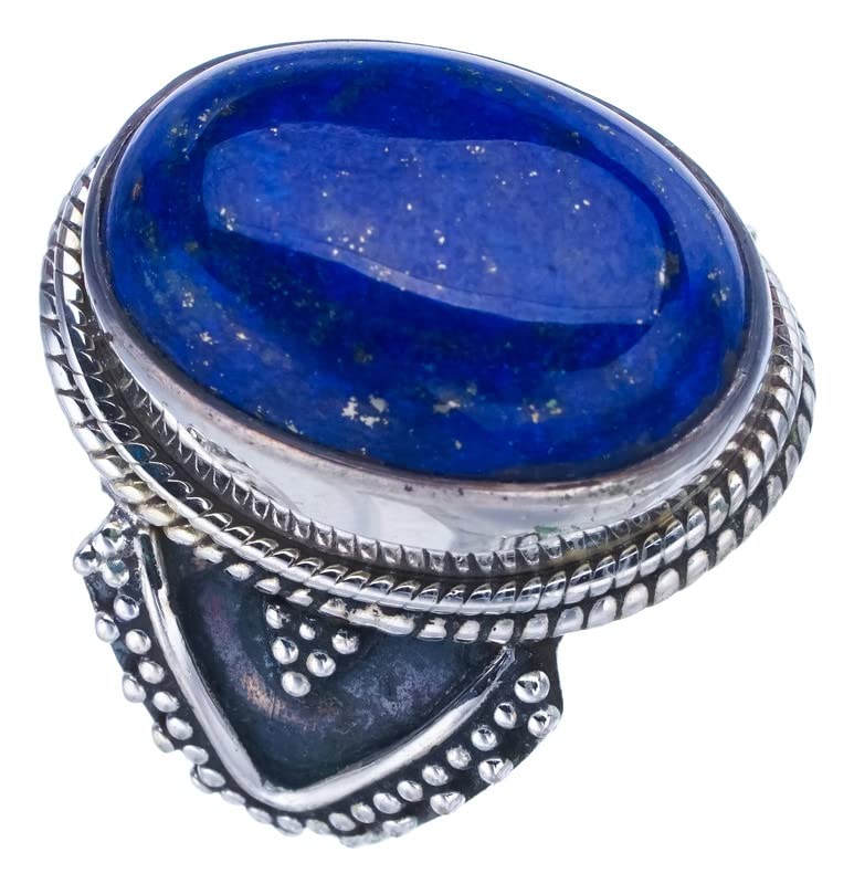 

StarGems® Natural Lapis Lazuli Handmade 925 Sterling Silver Ring 7 F1837