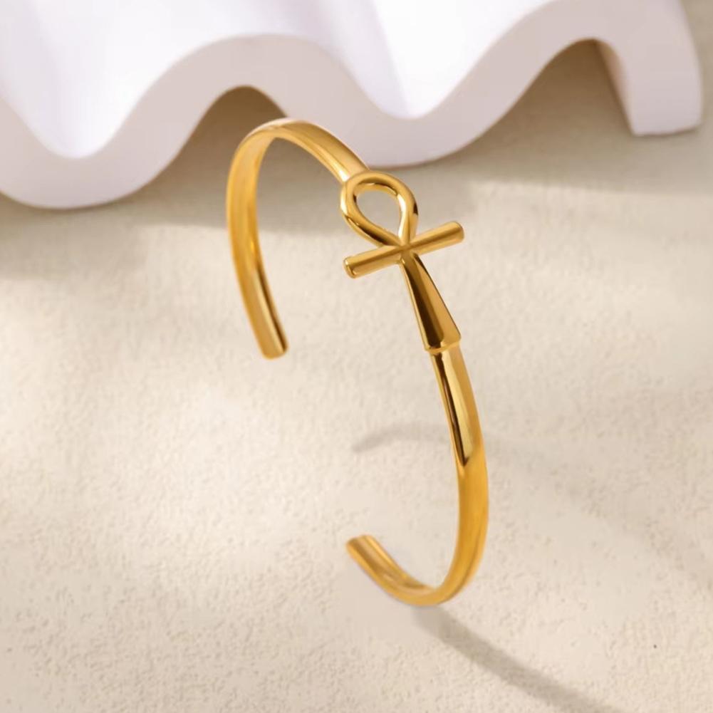 Gold Color Dainty Flowers Open Cuff Bangle Stainless Steel Bracelet For Women Wedding Party Vacation Jewelry Accessories Gifts