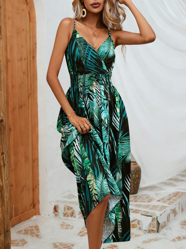 Maxi Dress Summer Leopard Print Spaghetti Strap Women Clothing