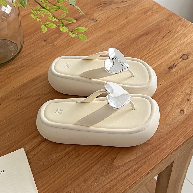 

Love pinch feet thick bottom increase height flip-flops women wear 2025 new seaside vacation muffin cool slippers 40