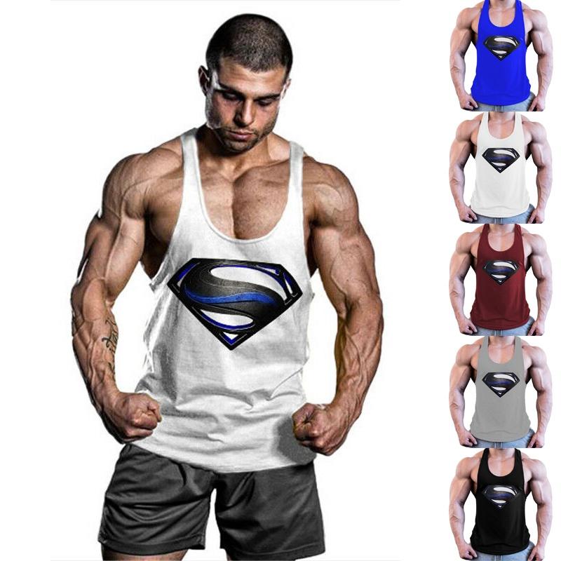 Premium Quality Men Bodybuilding Tank Top Muscle T-shirt With 3d Superman Design