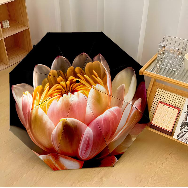 

Koi and Lotus Art Printed umbrella windproof folding umbrella portable sun and rain umbrella suitable for gifting