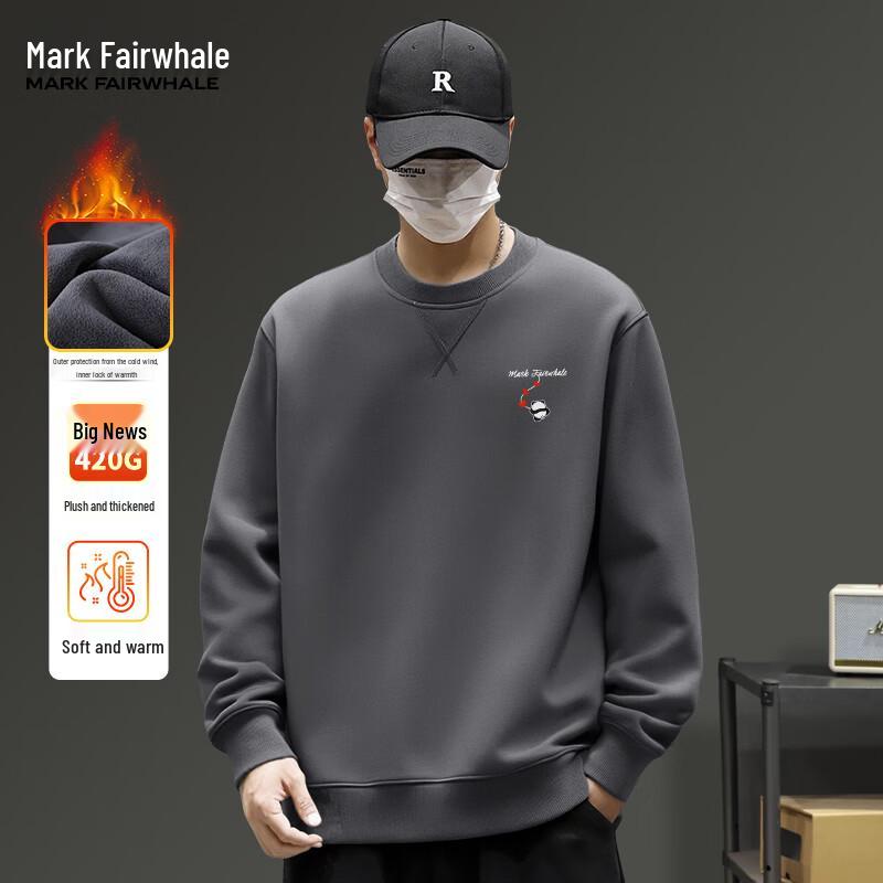 Mark Hua Fei Men's Heavyweight Fleece-Lined Crew Neck Sweatshirt