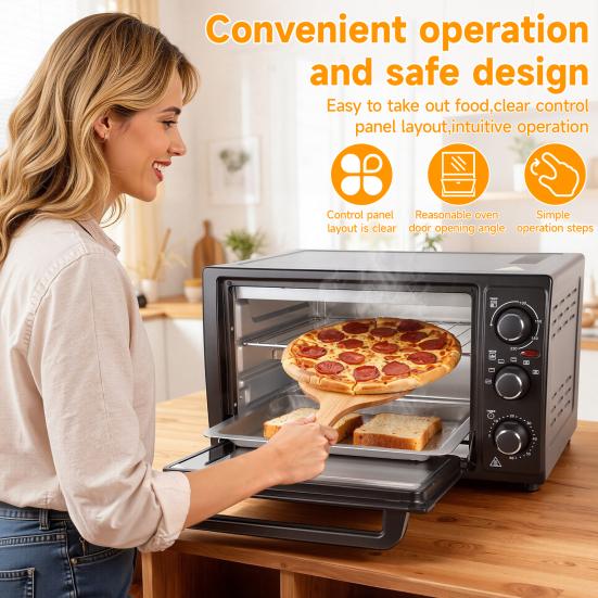 Convection Oven 34QT/32L Kitchen Oven 1500W Multi-Functional Countertop Toaster with Multifunctional 60-Min Timer Crispy Roast Dehydrate