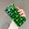 Burdock four-leaf clover Glass PhoneCase for Samsung Galaxy S26 S25 S24 S23 S22 S21 FE Ultra Plus Built-in glass green Exquisite