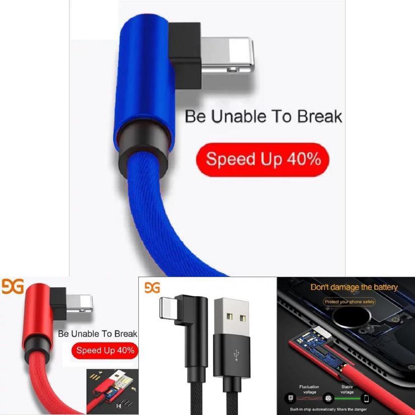 Degree 90 Pin Usb Cable For Iphone Huawei Fast Charging Cable