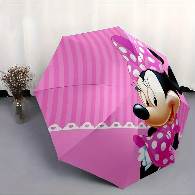 1pc Minnie Mouse Automatic Folding Umbrella, 8-Rib Portable & Foldable Design, Highqualityy0722056
