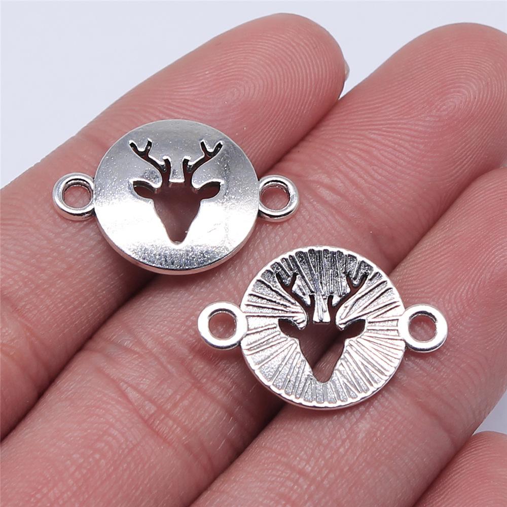 10pcs  Charms Christmas Deer Sika Antique Bronze Silver Color Pendants Making DIY Handmade Tibetan Silver Color Jewelry