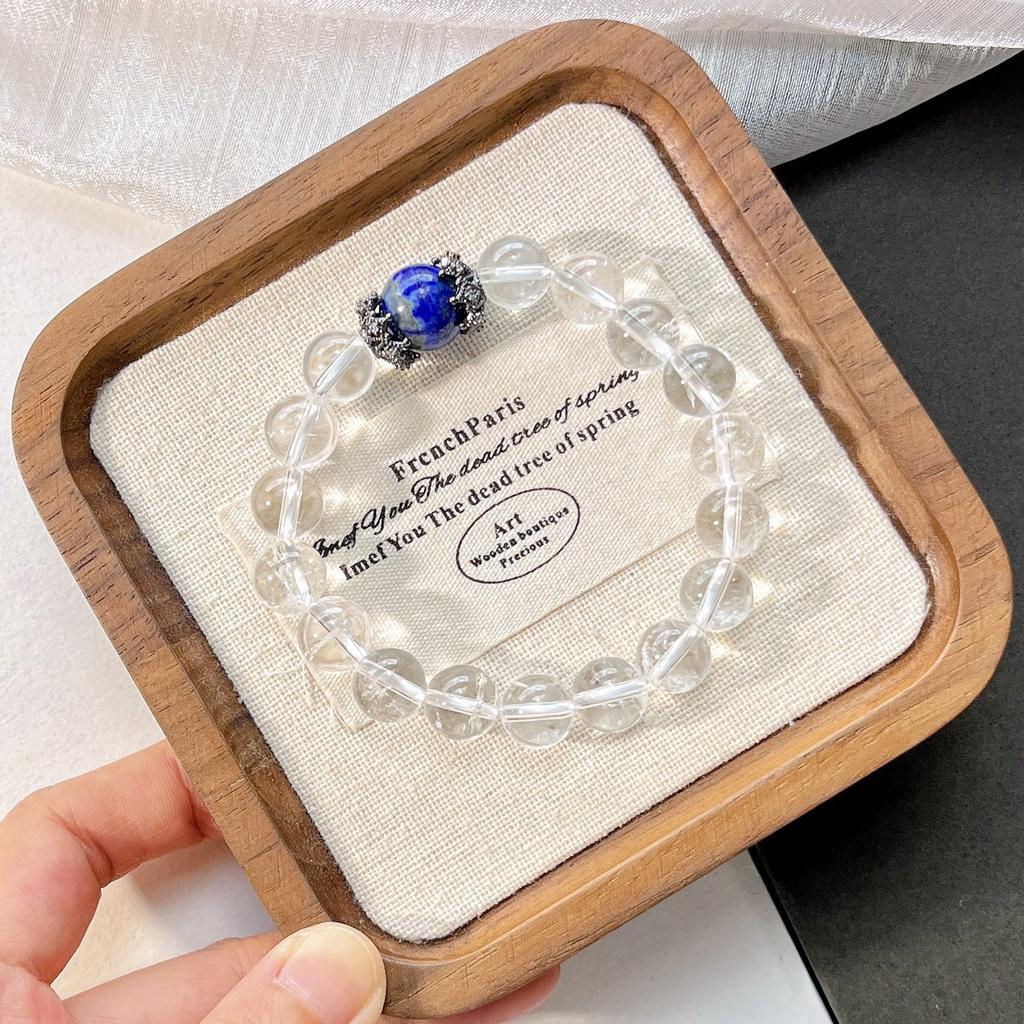 10Mm Design Natural White Crystal Lapis Lazuli Bracelet Bracelet.