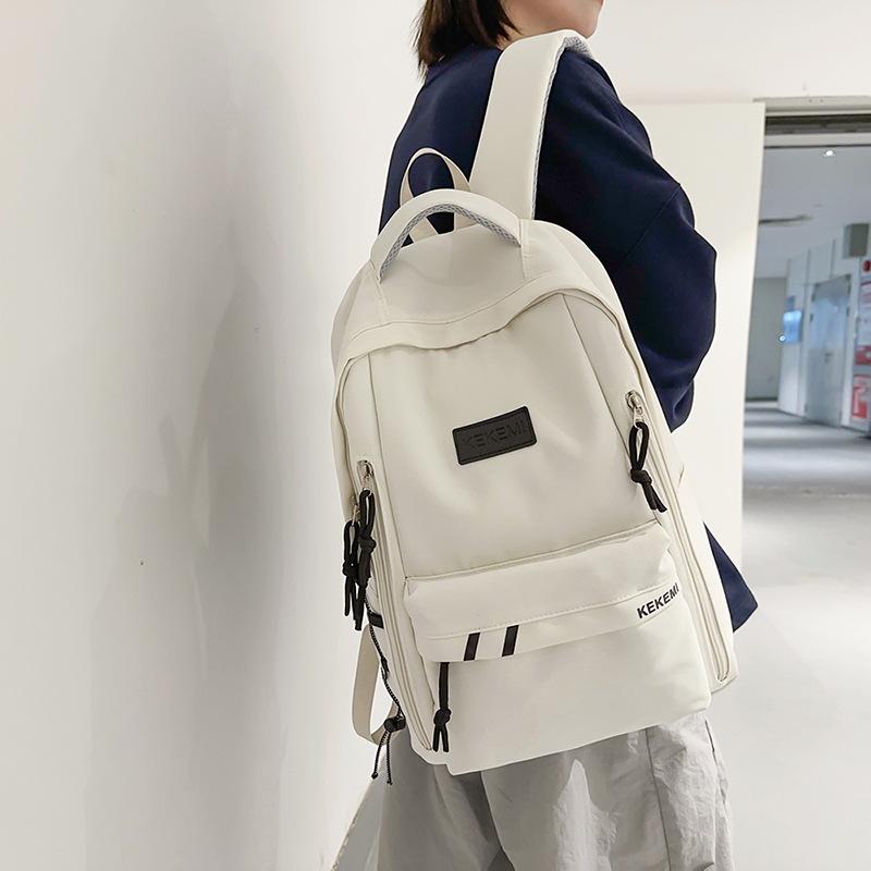 Simple Commuting Large Capacity Solid Color Junior High School High School Student Schoolbag Literary and Artistic Fan Versatile Backpack