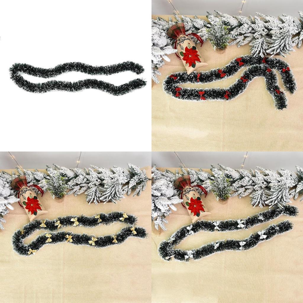Garland Tree Christmas  2m Mini Green And White Fringed Decoration Hanging