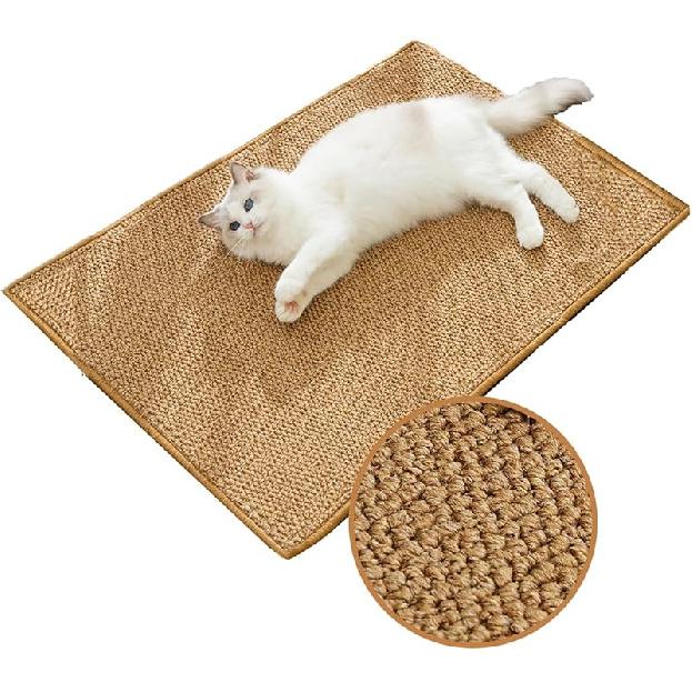 

haozaikeji Коврик-когтеточка для кошек Натуральный сизаль Коврик для царапания когтей Защита дивана от царапин Напольный коврик для царапания Горизонтальный коврик-когтеточка для кошек, Защита XS-9.8*19.7