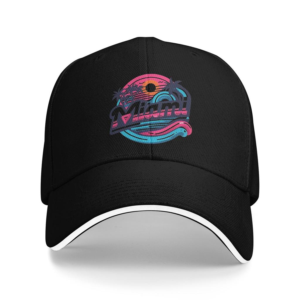 Miami Vacation Sandwich Cap Adult SportBaseball Caps Hats Breathable Polyester Racing Cap Winter Cap