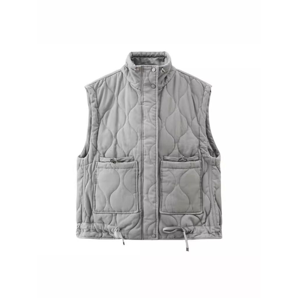 Autumn and Winter Casual Loose Diamond Lattice Large Size Women's  Collar Sleeveless Cotton Undershirt Undershirts Plus Size