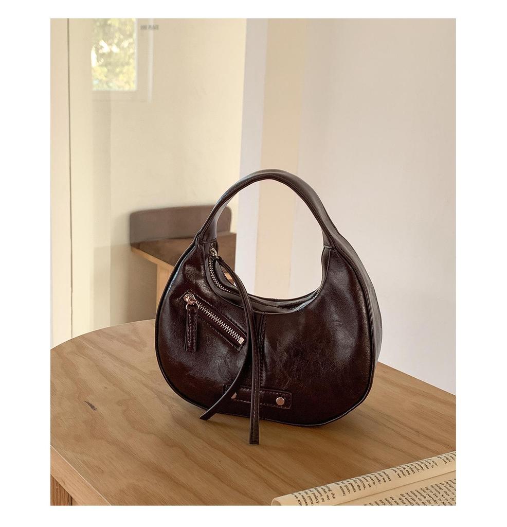 Spring Summer Crescent PU Leather Bag - Korean Style Versatile Tote for Women