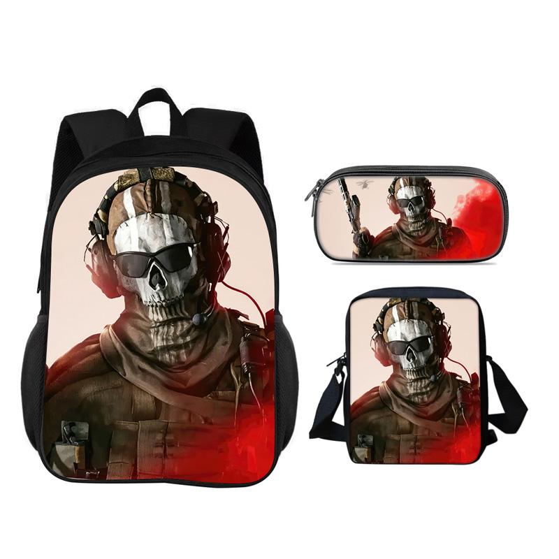 Call of Duty Backpack, Pencil Case, Shoulder Bag, 3-piece Set, Cartoon Print, New Trend, Best Campus Companion for Students