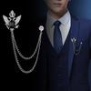 1Pz Spilla da Uomo Stile Retrò Europeo e Americano Corte Giacca Completo Corsage Catena Frangiata Aquila a Due Teste Spilla