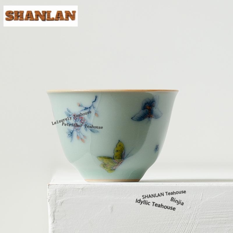 45ml Ru Kiln Gracked Glaze Teacup Retro Tea Bowl Mug Tea-tasting Fragrance Cup Chazhan Master Cups Household Tableware Supplies