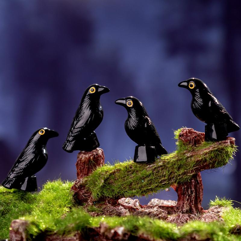 5/10Pcs Fake Bird Ghost Festival Halloween Decoration Simulation Resin Black Crow Halloween Miniature Black Crow Figurines Prop