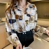 Spring Autumn Y2K Korean Trend Print Lady Blouse Buttons Long Sleeve Chiffon Shirt Elegant Fashion All-match Blouse Top Women
