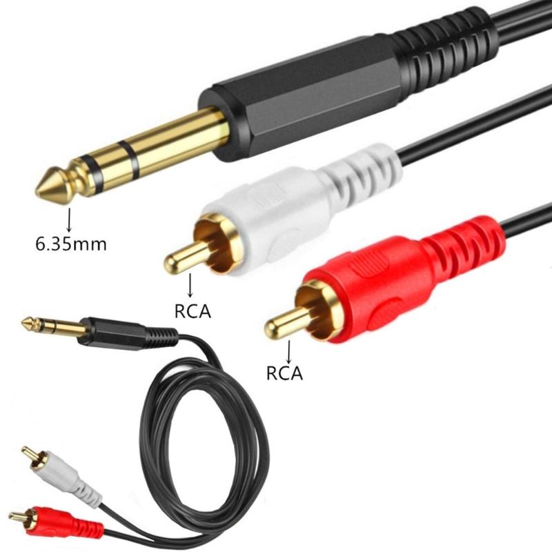 1/4" Insert Cord, 6.35mm TRS Male to Double RCA-Audio Y-splitter Cable, 1/4-Inch Stereo- to 2xRCA Gold-plated Connector