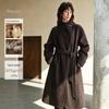 Chumian Wool Cashmere Stand Collar Mid-length Coat