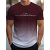 Summer Fashion Men's Clothing Trendy Design Gradient Color Letter Print T-Shirt Top Breathable Soft Short Sleeve Menswear