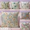 Simple And Elegant Flowers Cushion Cover Natural Linen Pillow Cover Double-Sided Print Cushion Cover For Sofa Home Decor