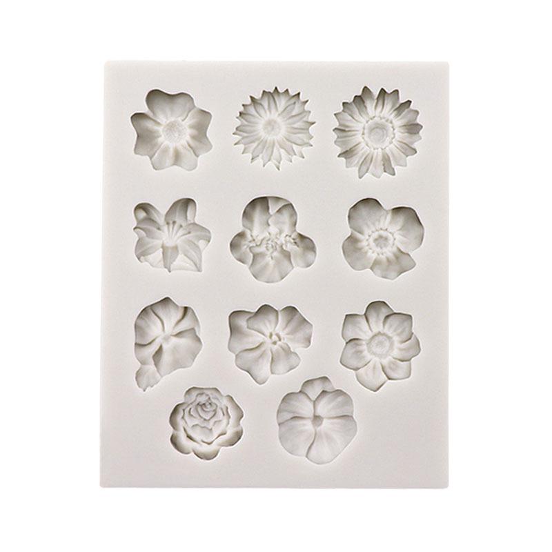 Silikon Fondantform zum Kuchendekorieren - Rosen, Gänseblümchen, Chrysanthemen