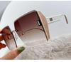 Retro Frameless Sunglasses With Oval Metal Frame And Fashionable Color Tones
