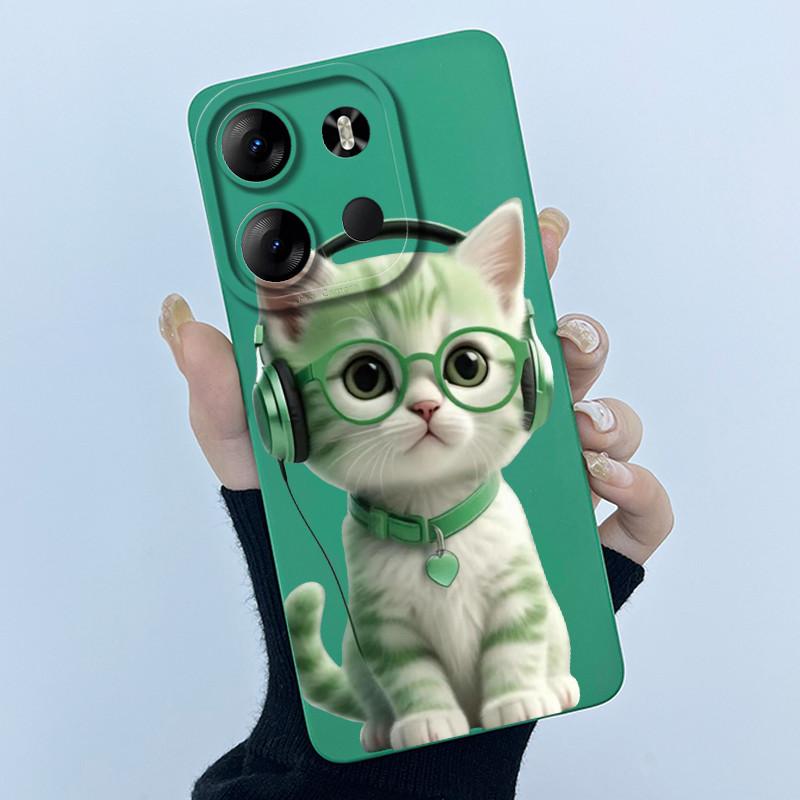 For Tecno Spark Go 2023 Pop 7 Pro BF7 Infinix Smart 7 Plus Smart7 HD Case Lovely Cartoon Cat Liquid Silicone Soft TPU Back Cover