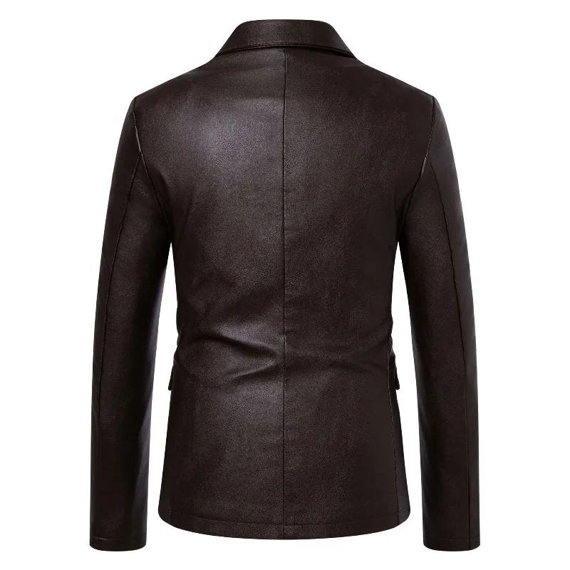 Fashion Men Leather Suits Jackets Formal Blazers Coats Good Quality Male Slim Business Casual Pu Leather Blazers Jackets