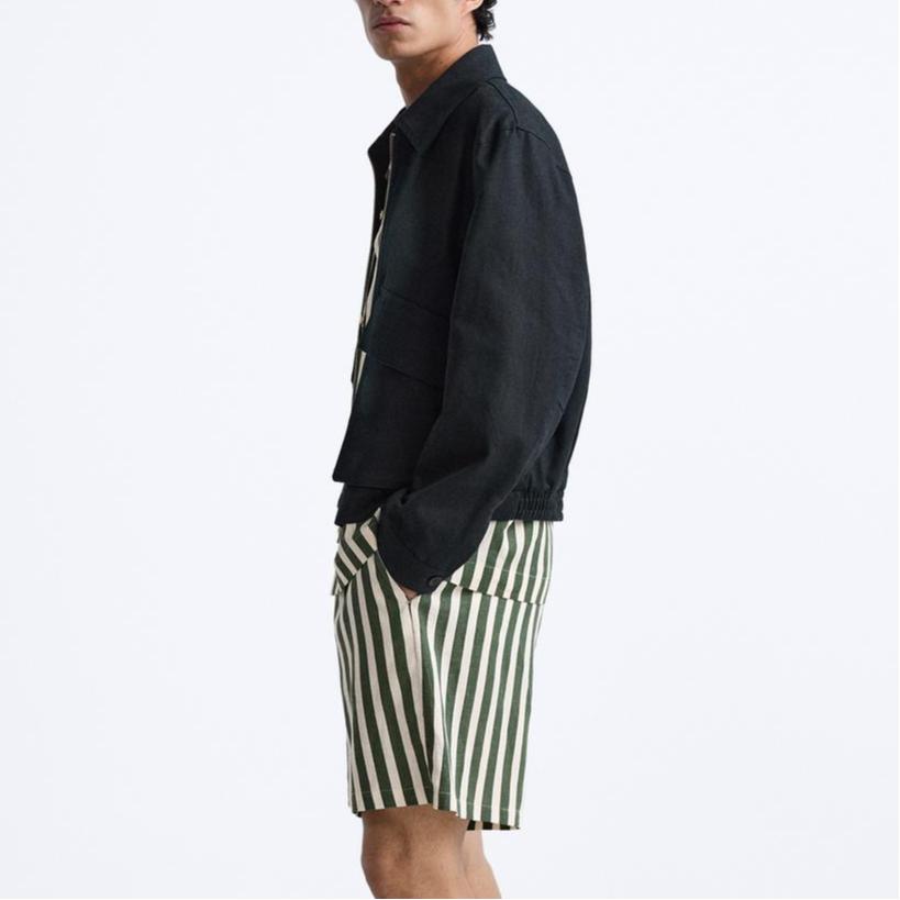 Zara Solid Color Casual Zip Long Sleeve Jacket Men jackets Ocean-Blue 0706512-401