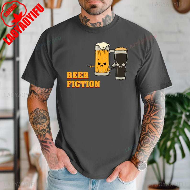 Beer Fiction Tshirt Cotton Short Sleeve Summer Graphic Oneck Tee Craft Beer Pop Culture Gift Funny Casual Breathable Clothing