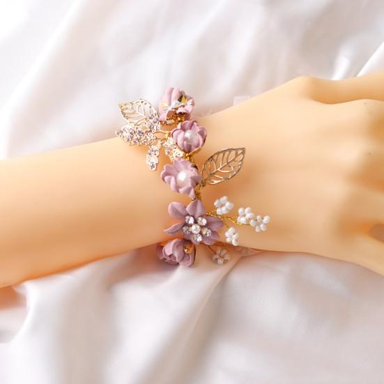 Wrist Corsage Elegant Comfortable Touch Anti-Wear Bride Bridesmaid Wrist Corsage Flower Bracelet for Wedding Engagement