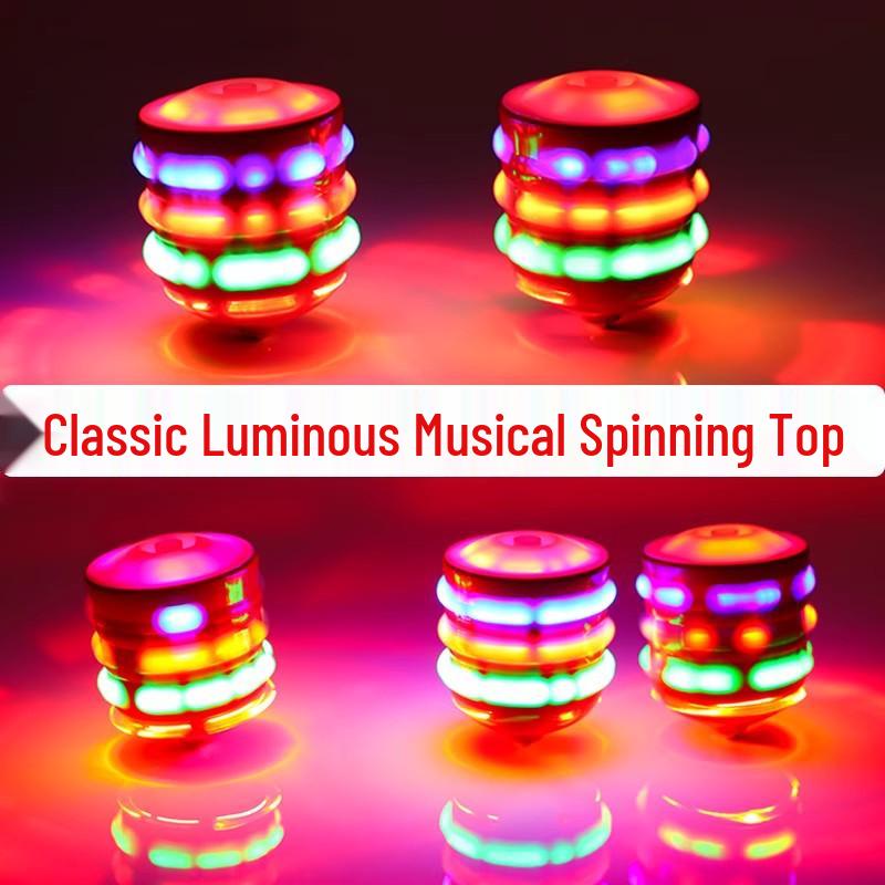 Children's Colorful Flashing Music Gyro - Rotating Luminous Spinning Top Toy for Boys & Girls