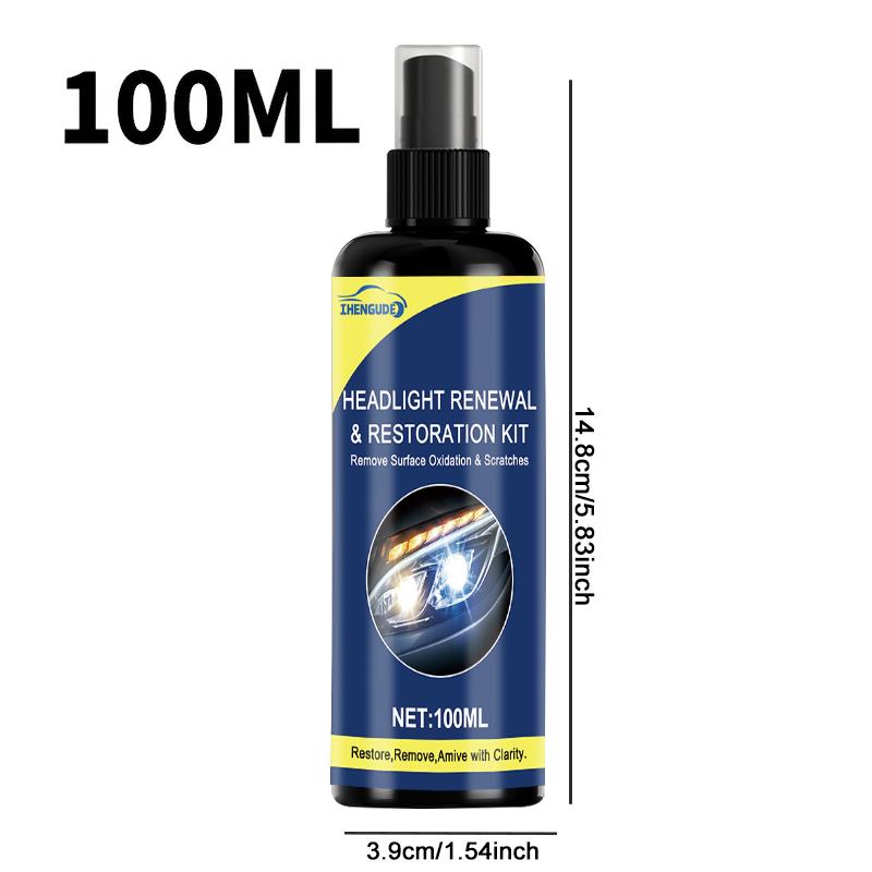 

100ml Ceramic Headlight Restoration Spray, Premium Car Headlight Repair Tool - Removes Yellowing and Oxidation, Restores Clarity, Long-Lasting