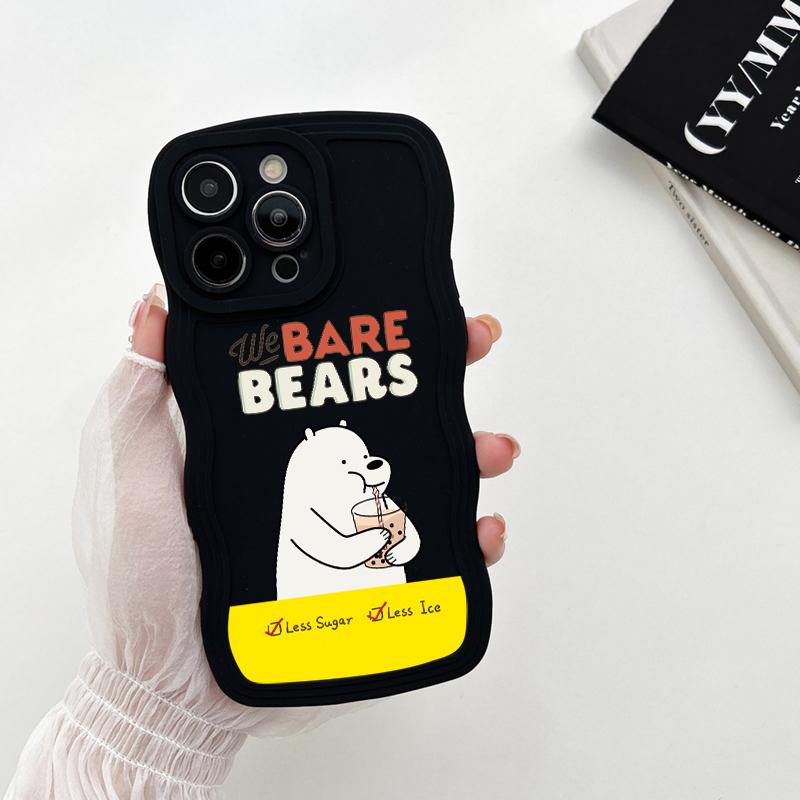 Ayılar Yumuşak Dalga Şekli Telefon Kılıfı Realme için C53 C55 Redmi Not 12 Not 11 Pro Samsung S23 Ultra A53 A52 Vivo V23e Y35 Y02 IPhone Tecno Spark Kapak