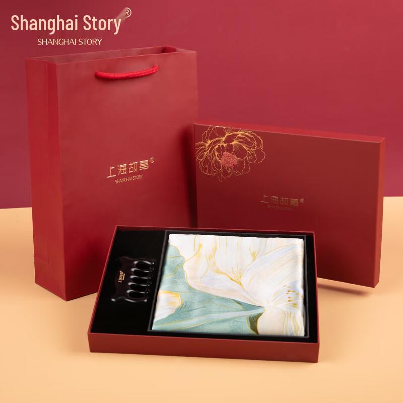 Women's Mulberry Silk Scarf Gift Set with Ebony Comb