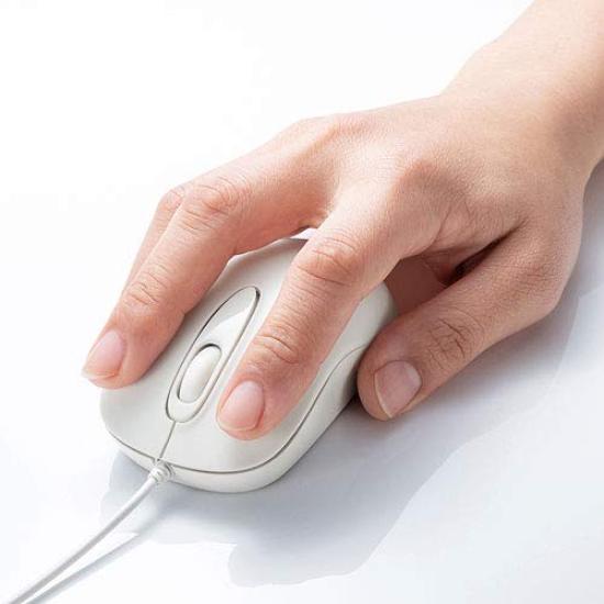 Sanwa Supply Wired Laser Mouse, 3 Buttons, Medium Size, White MA-LS176W