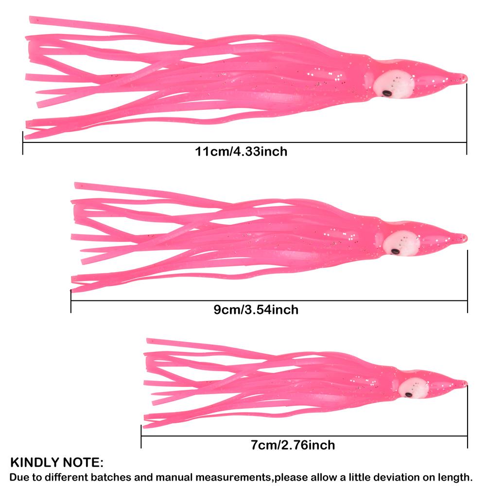 30/50/100pcs Soft Squid Lure Octopus Squid Skirt Bait Trolling Lure Jigs Silicone Artificial Bait For Tuna Sailfish Catfish