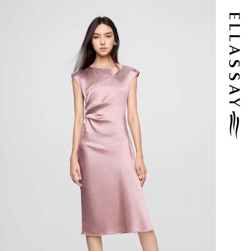 ELLASSAY Elegant Triacetate Waist-Cinching Midi Dress
