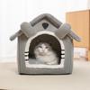 Maison pour chat détachable gris, Semi-fermée, nid universel quatre saisons pour animaux de compagnie, petit abri pour animaux