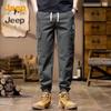 Jeep Men's Casual Cotton Multi-Pocket Drawstring Cargo Pants